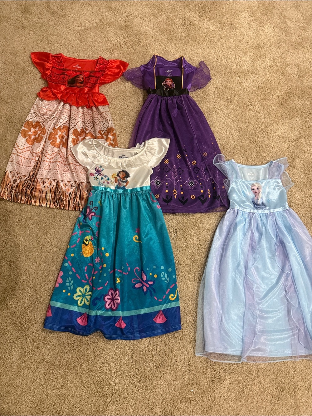 Set of 4 Disney Princess Nightgowns